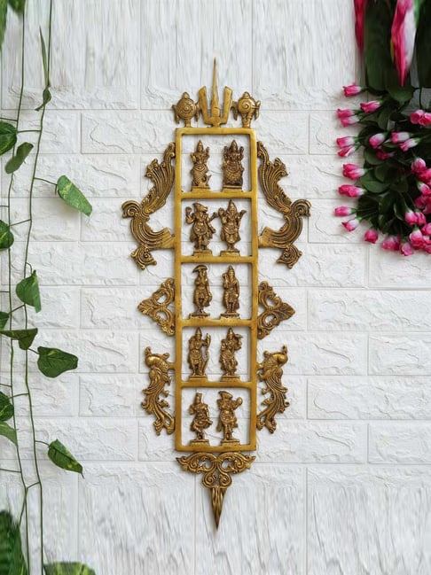 eCraftIndia Golden Brass Lord Vishnu Dashavatara Wall Hanging Art Pieces-picture-35