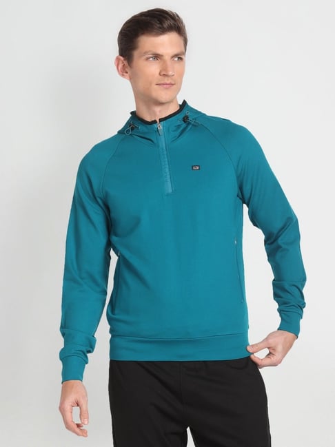 Arrow Sport Blue Regular Fit Hooded Sweatshirt-picture-37