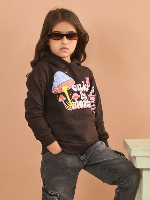 Buy LilPicks Kids Brown Printed Full Sleeves Sweatshirt for Girls Clothing Online Tata CLiQ