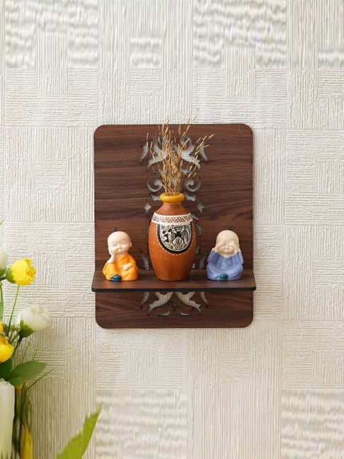 eCraftIndia Brown Wooden Rectangle Shape Designer Wall Shelf-picture-26