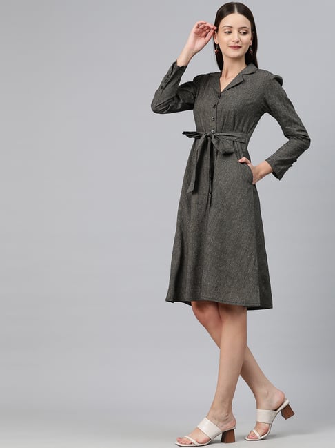 grey check dress Lochan Check Wrap Pinafore Midi Dress