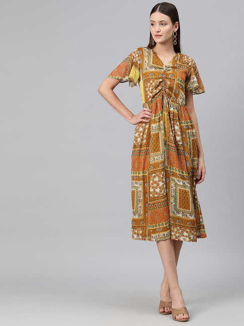 Cottinfab Multicolor Printed Midi Dress-image-6
