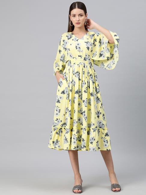 Cottinfab Multicolor Floral Print Midi Dress-image-14
