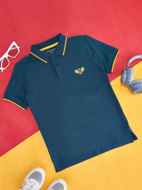 Pantaloons Junior Kids Teal Blue Cotton Regular Fit Polo T-Shirt-picture-16