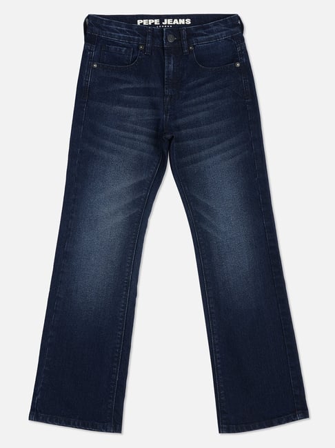 Pepe Jeans Boys Dark Blue Solid Bootcut Jeans