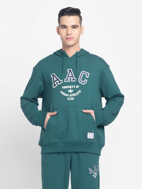 Velour Mens Adidas Hoody Adidas Originals Green Cotton Regular Fit
