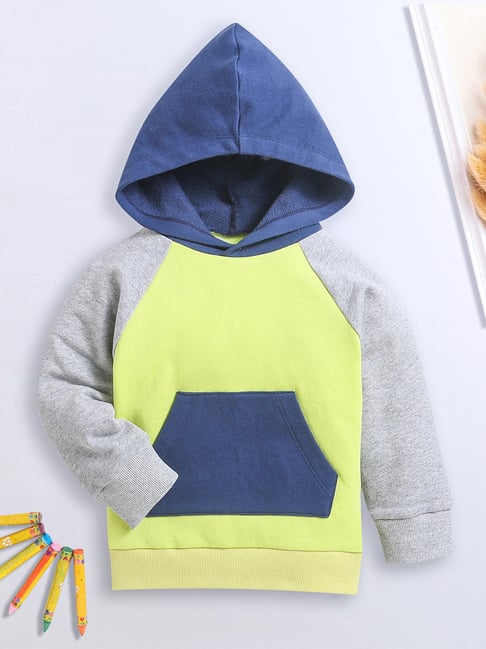 Buy Nino Bambino Kids Neon Yellow Solid Full Sleeves Sweatshirt