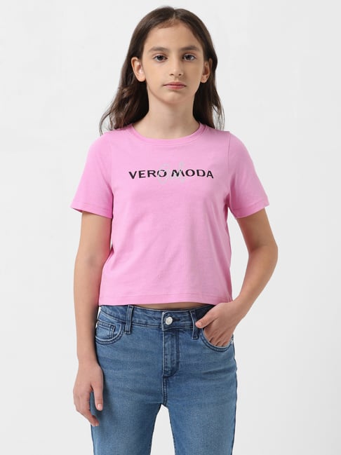 VERO MODA GIRL Pink Printed T-Shirt