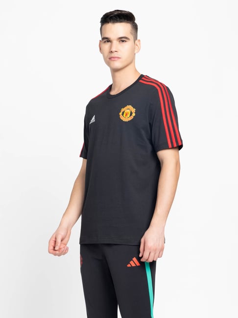 Buy Adidas Black Cotton Regular Fit Manchester United Printed