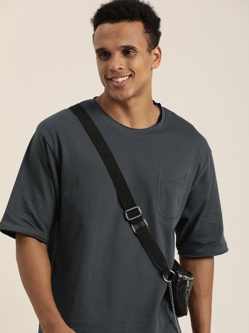 Dillinger Dark Grey Loose Fit Cotton Oversized Crew T-Shirt-picture-30