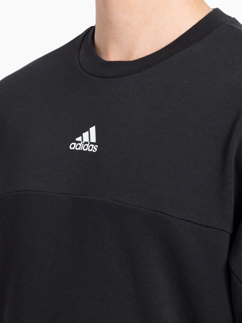 Stripes Adidas Must Haves Crew Sweatshirt Adidas Black Regular Fit