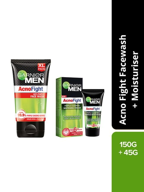Garnier Men Acno Fight Anti-Pimple Face Wash and Pimple Clearing Whitening Cream Combo