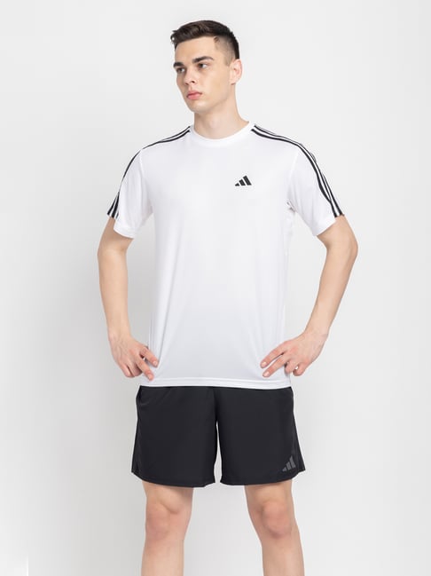 adidas Train Essentials White Regular Fit Striped Sports T-Shirt-image-29