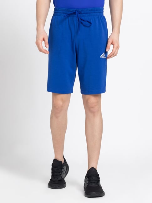 adidas Royal Blue Regular Fit Striped Single Jersey 10 Shorts - Main Image