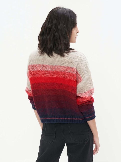 Buy American Eagle Outfitters Red Striped Sweater for Women Online