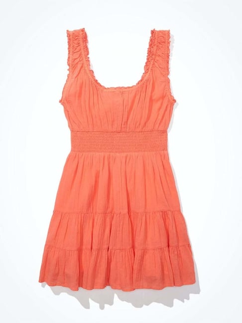 American Eagle Outfitters Peach Cotton A-Line Dress-picture-10