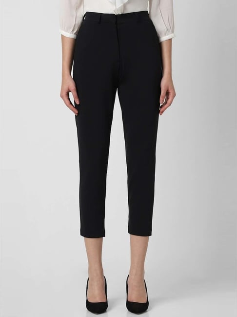 Buy Men Black Solid Slim Fit Trousers Online - 201322 | Van Heusen