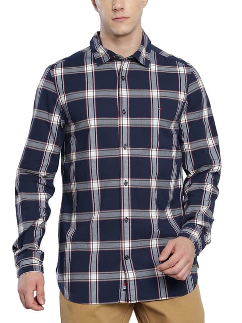 Buy Tommy Hilfiger Southern Sky Cotton Slim Fit Checks Shirt for