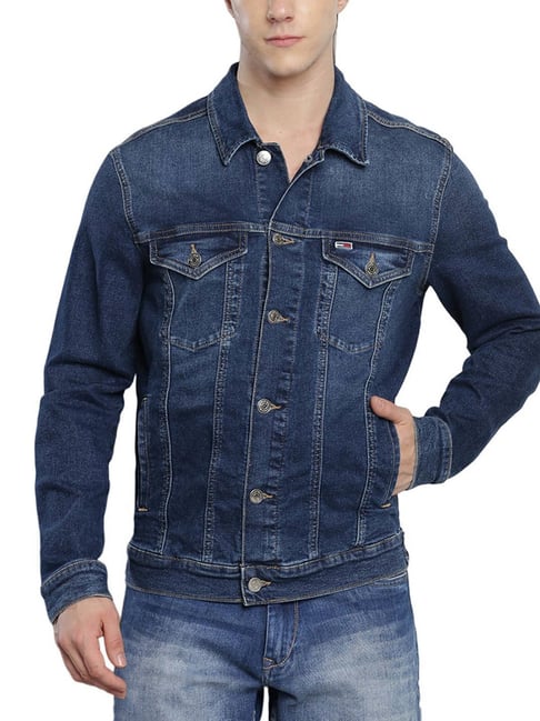 Buy Tommy Hilfiger Blue Cotton Regular Fit Denim Jacket for Mens