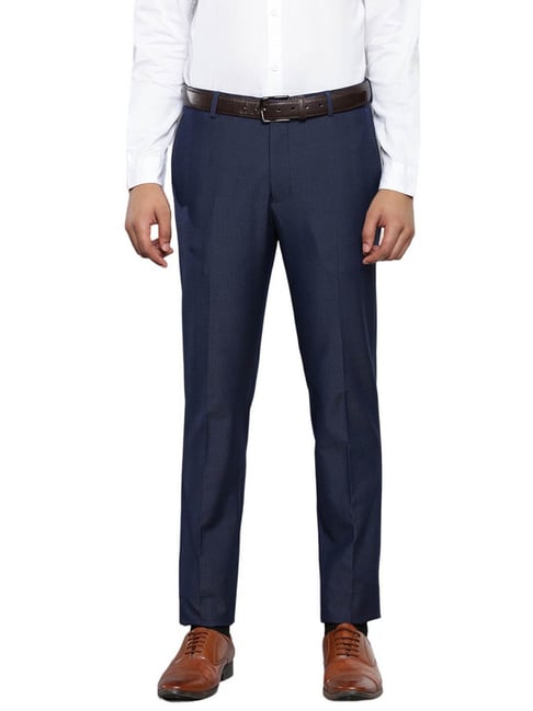 Tommy Hilfiger Navy Straight Fit Checks Trousers-picture-24