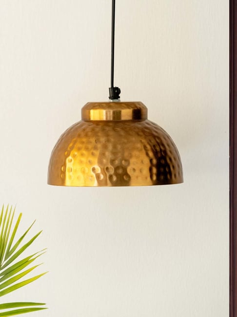 ExclusiveLane Golden Iron Modern Hammered Dome' Handcrafted Hanging Pendant Lamp Shade