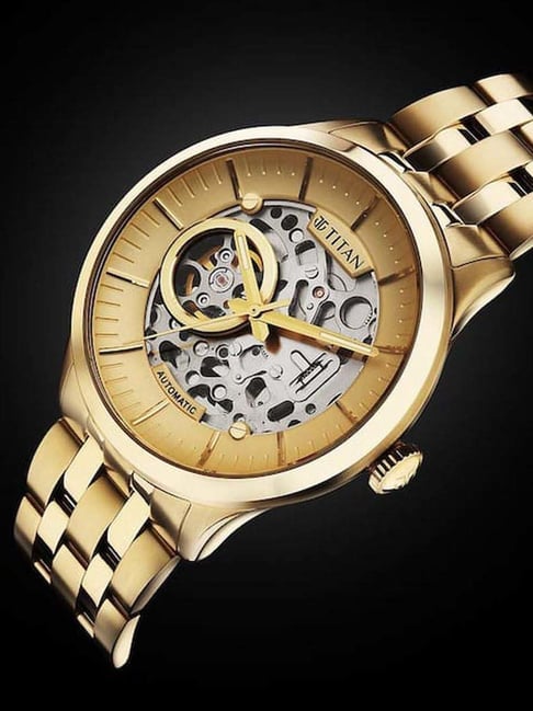 Gold plated watches mens on sale titan