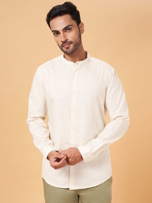 Byford by Pantaloons Ecru Cotton Slim Fit Shirt