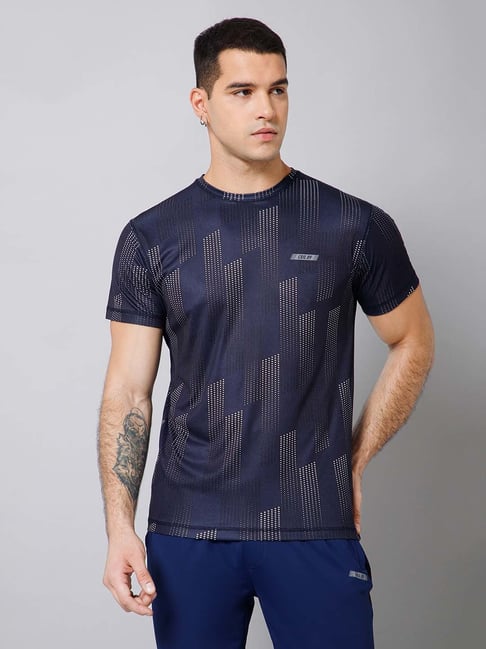 Cantabil Navy Regular Fit Printed Sports T-Shirt-picture-31