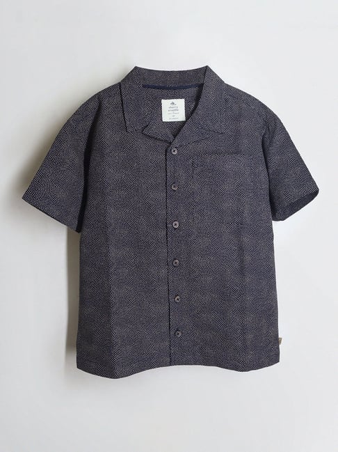 Cherry Crumble By Nitt Hyman Kids Navy Printed Shirt