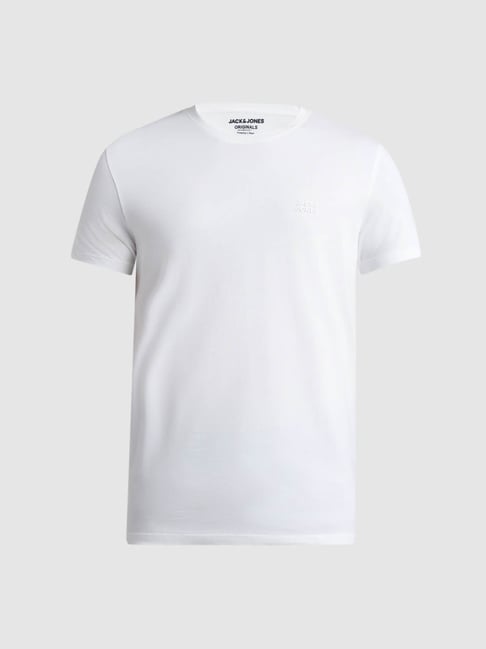 Jack Jones White Cotton Slim Fit T-Shirt