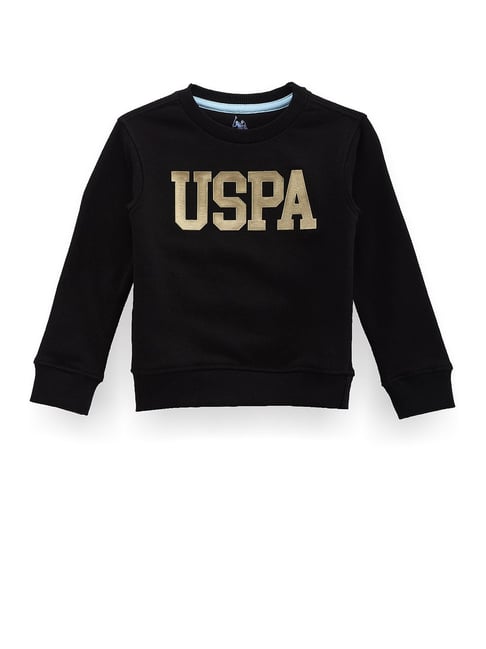 Buy Polo Kids Black Printed Full Sleeves Sweatshirt for