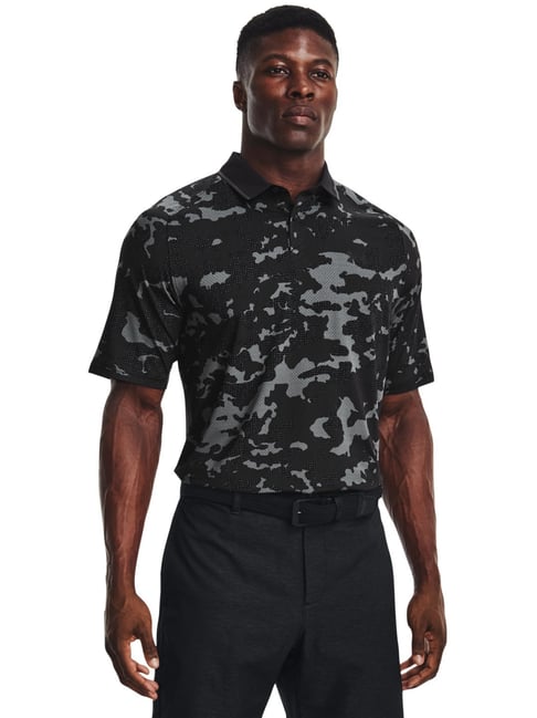 Under Armour Black Regular Fit Camouflage Sports Polo