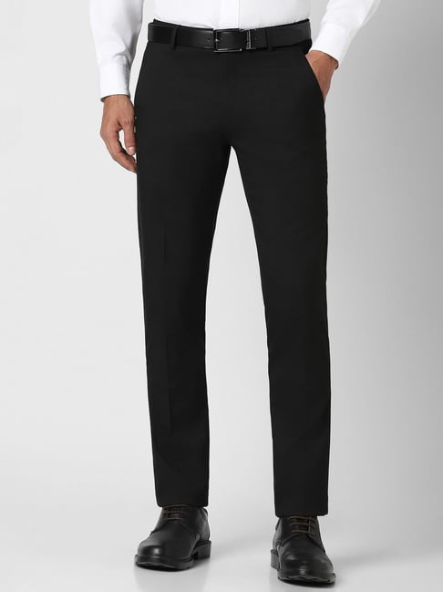 Peter England Black Slim Fit Trousers-picture-24