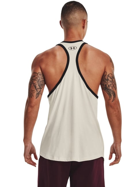 Under Armour White Cotton Regular Fit Printed Tank Tee