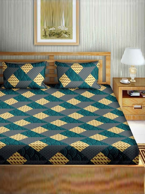 Bella Casa Stella Collection Multicolor Cotton 180 TC Bedsheet with 2 Pillow Covers