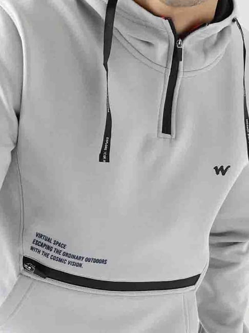 Wildcraft Light Grey Regular Fit Hooded Sweatshirt