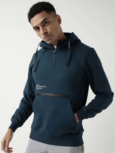 Wildcraft Dark Teal Regular Fit Hooded Sweatshirt