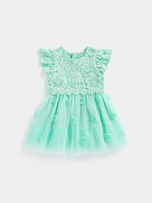Mothercare Kids Green Self Design A Line Dress-picture-13