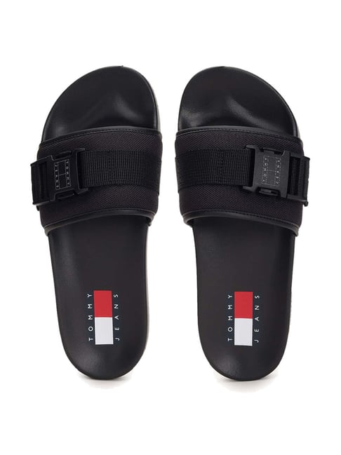 Black best sale tommy slides