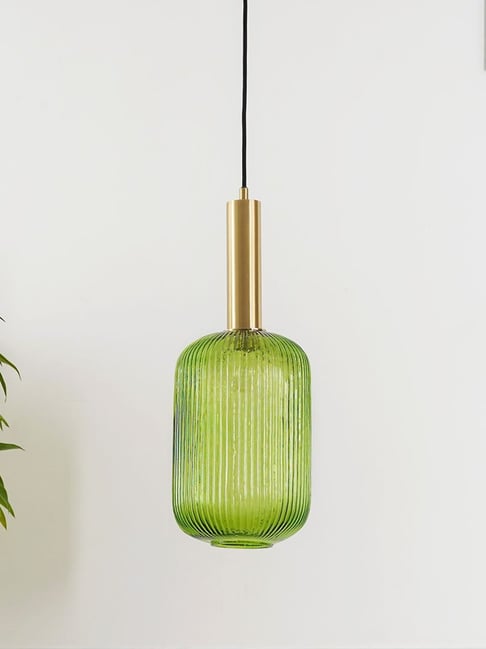 Kapoor Lamp Shades Green Matt Gold Glass Maloto Luster Hanging Pendant  Ceiling Light