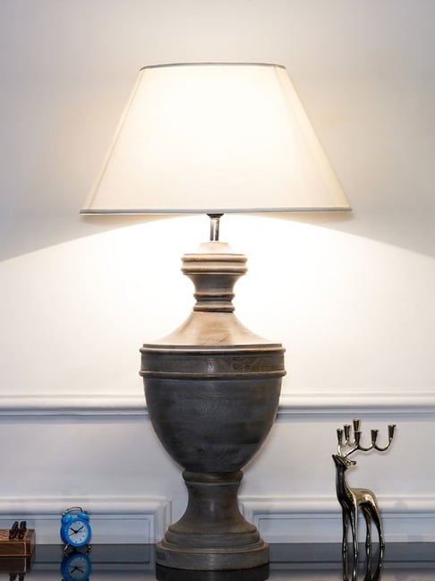 Kapoor Lamp Shades Grey White Wood Son Cotton Shade Table Lamp