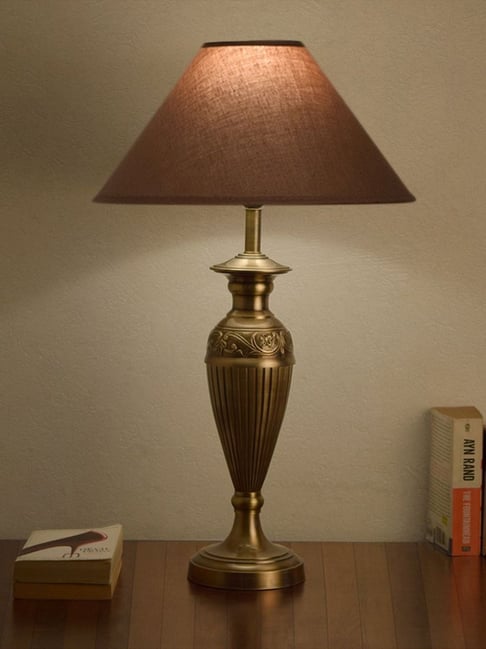 Kapoor Lamp Shades Brass Antique Pink Brass Ingleby Cotton Shade Table  Lamp