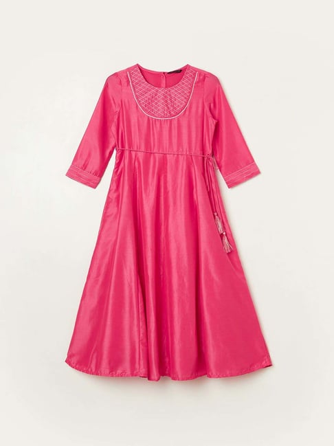 Melange by Lifestyle Kids Fuchsia Pink Embroidered Dress-picture-19