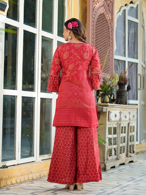 Black Palazzo Style Salwar Suit In Bandhani Print