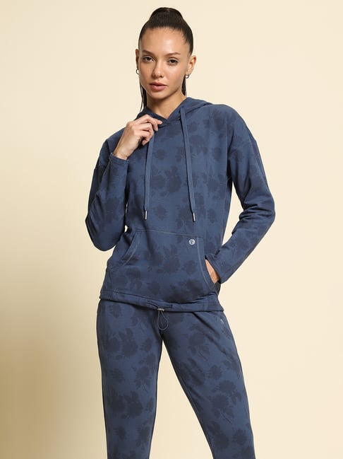 Van Heusen Blue Printed Sports Hoodie