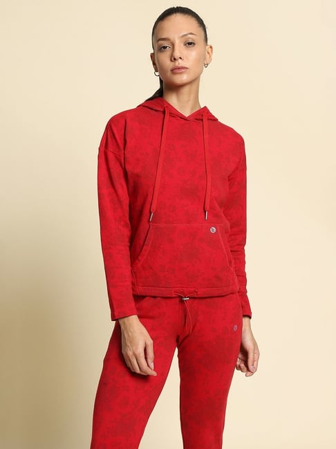 Van Heusen Red Printed Sports Hoodie