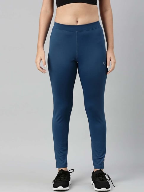 TWIN BIRDS Blue Mid Rise Sports Tights