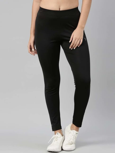 TWIN BIRDS Black Mid Rise Sports Tights