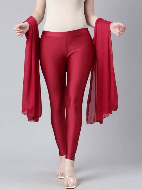 LENA High Waist Yoga Pants - Dark Red | Visual Mood