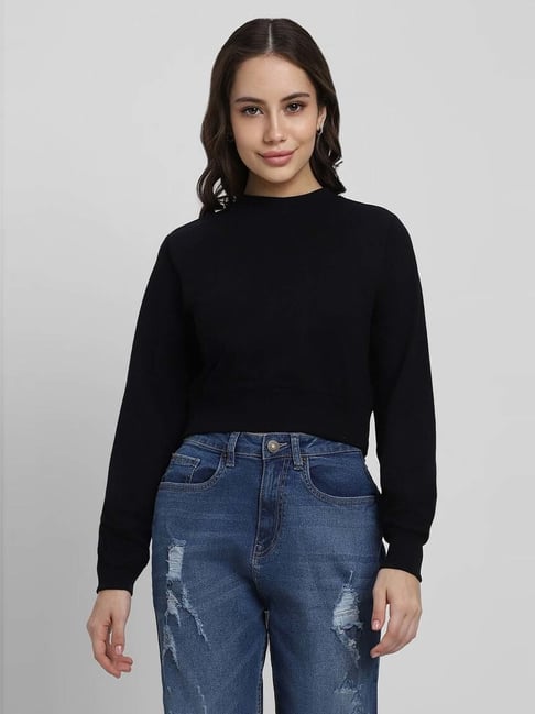 Forever 21 Black Regular Fit Sweatshirt